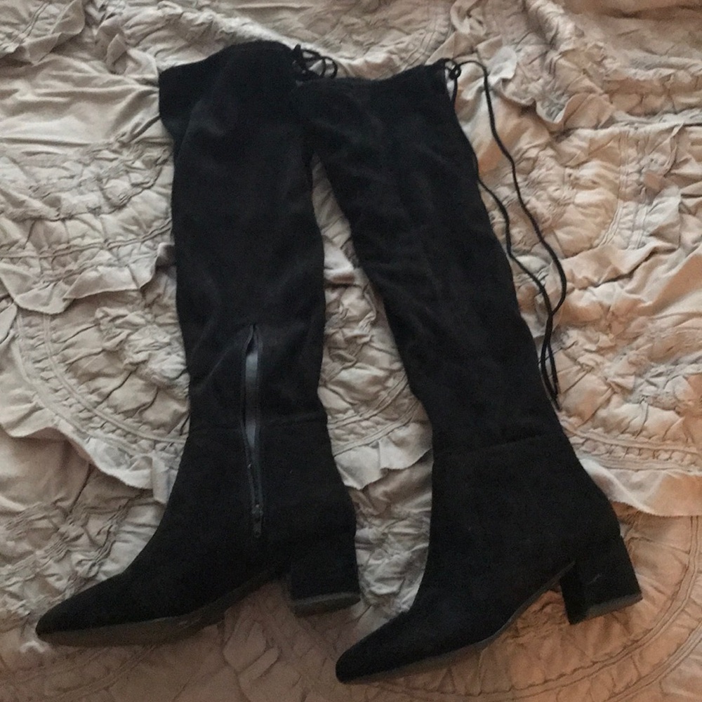 Faux Suede Knee High Boots